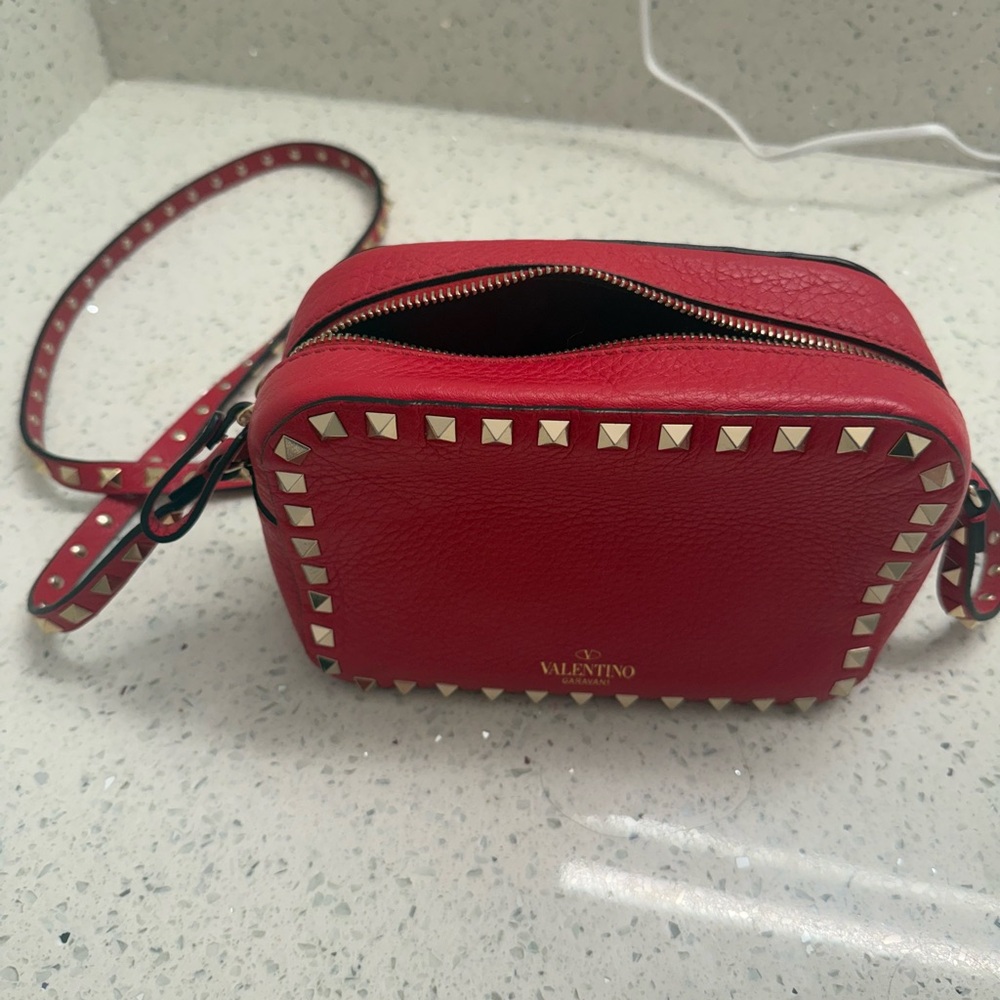 Valentino Red Gold Studded Crossbody Bag - Picture 4 of 5